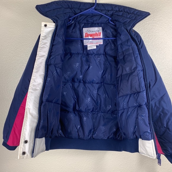 Vintage DownHill Racer Size Small Robern Ski Jacket Black & Pink Nylon Down Fill - Picture 3 of 13